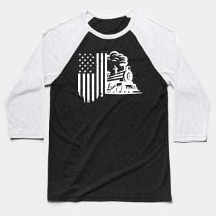 railroad spike american flag Train Gift for railway workers Baseball T-Shirt